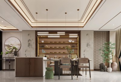 新中式餐厅3D模型下载